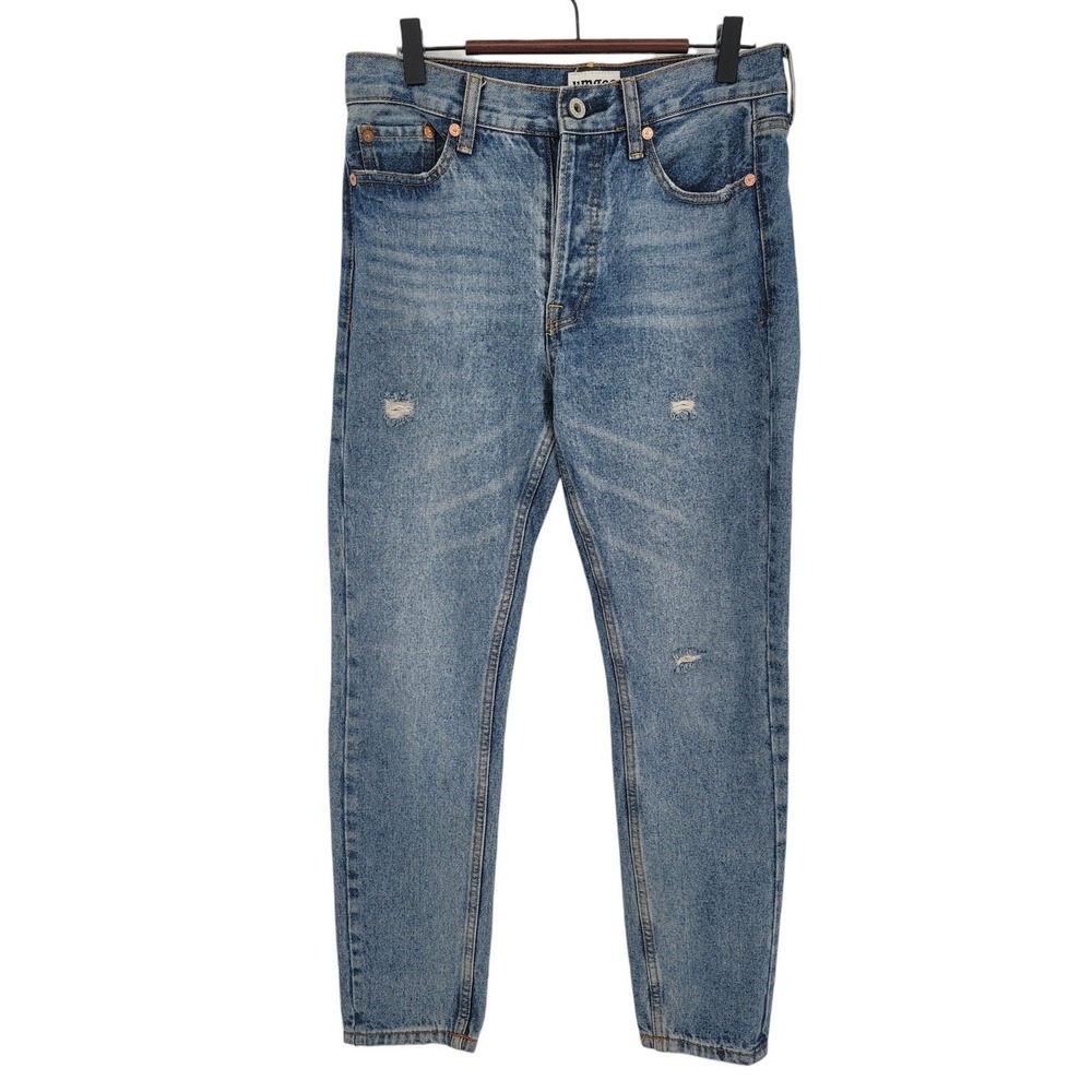 UMGEE Jeans Women's 26 High Rise Skinny Distressed Light Wash Button Fly‎ Denim